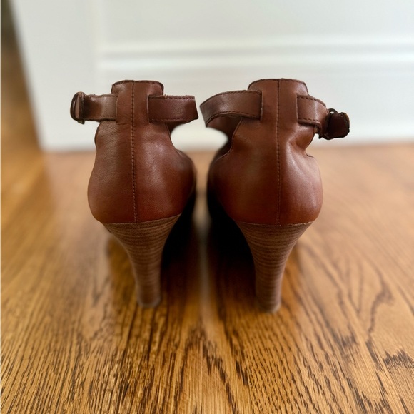 Lauren Ralph Lauren Brown Leather Wedge Sandals - Picture 4 of 5